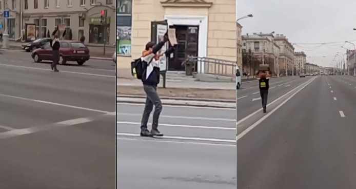 Λευκορωσία. Κάτοικος του Μινσκ διαδήλωσε μόνος του κατά του πολέμου