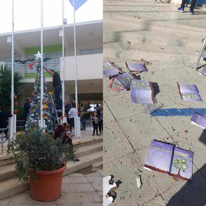 Μέσα σε 48 ώρες έδωσαν χρώμα στο Δημοτικό που δέχθηκε βομβιστική επίθεση στη Λεμεσό